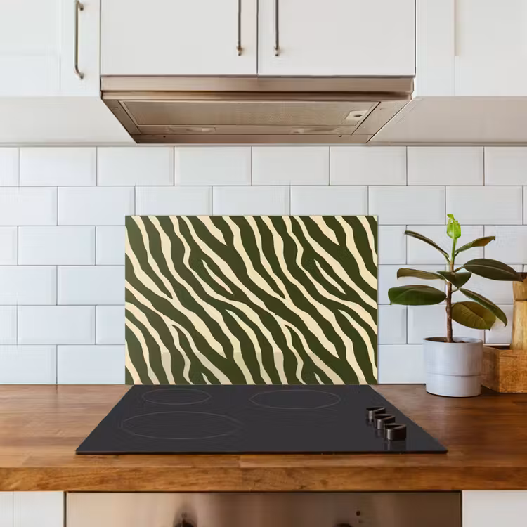 Zebra - Patroon - Groen keuken achterwand spatscherm klein 900 -sfeer2