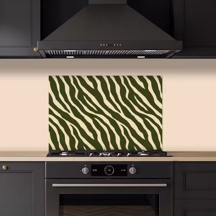 Zebra - Patroon - Groen keuken achterwand spatscherm klein 900 -sfeer1