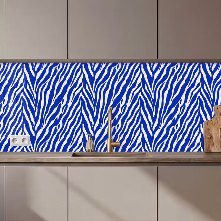 Zebra - Patroon - Kobalt - Blauw keuken achterwand 2 middel 871 zz_3dshopping