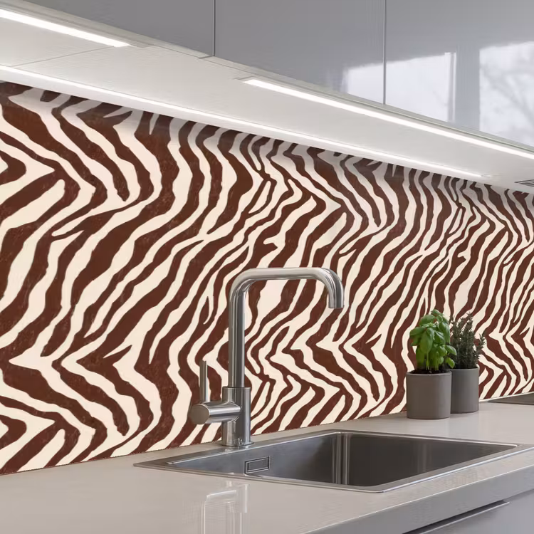 Zebra - Patroon - Zwart - Wit keuken achterwand 2 middel 871 -3d_schuin