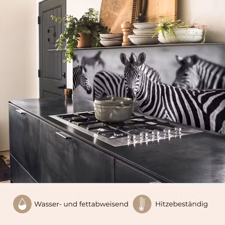 Zebra's - Zwart - Wit keuken achterwand 2 middel -usp_DE