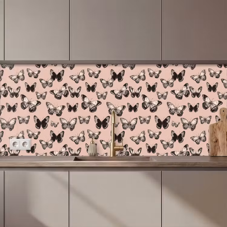 Tijdloos - Vlinders - Perzik keuken achterwand 2 middel 871 zz_3dshopping