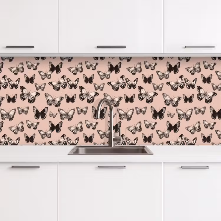 Tijdloos - Vlinders - Perzik keuken achterwand 2 middel 871 -3d