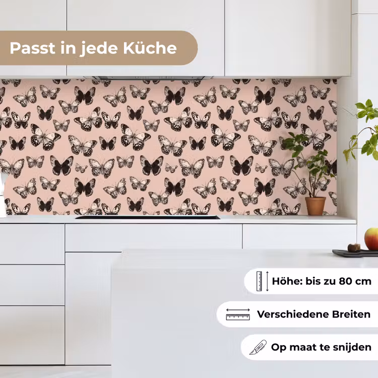 Tijdloos - Vlinders - Perzik keuken achterwand 2 middel 871 -sfeer4_DE