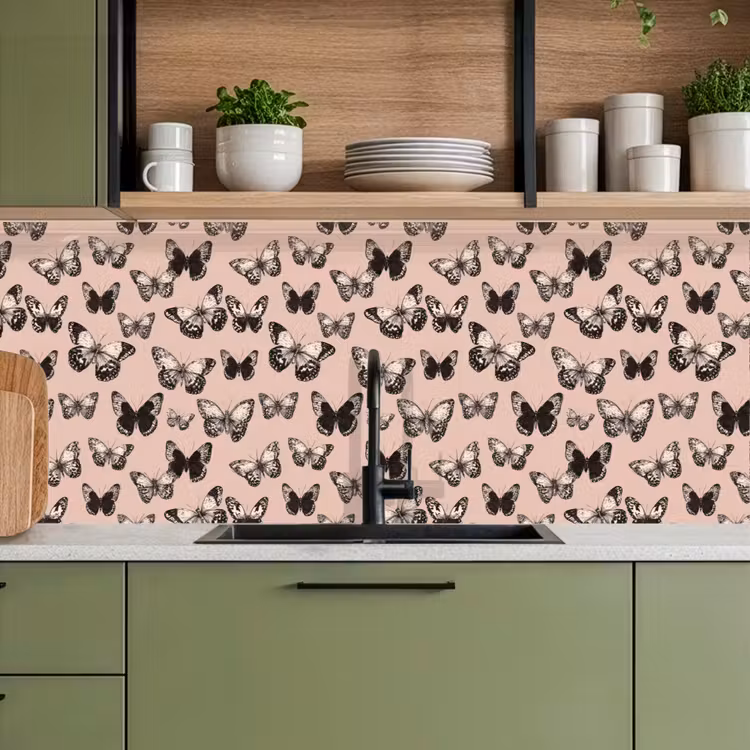 Tijdloos - Vlinders - Perzik keuken achterwand 2 middel 871 -sfeer3