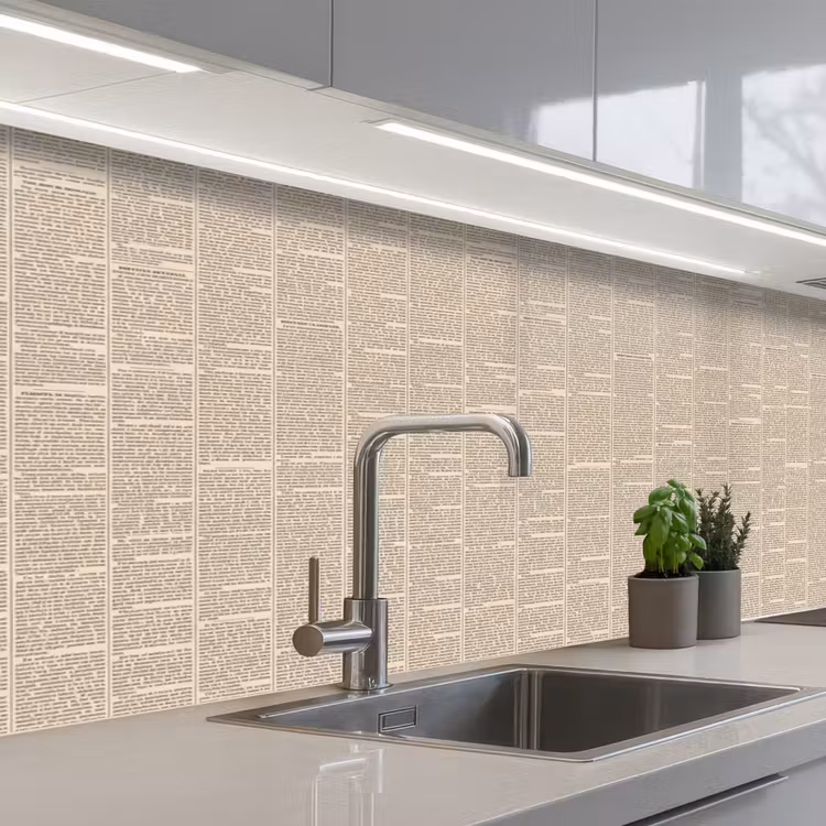 Krant - Nieuws - Historisch - Vintage - Beige keuken achterwand 2 middel -3d_schuin