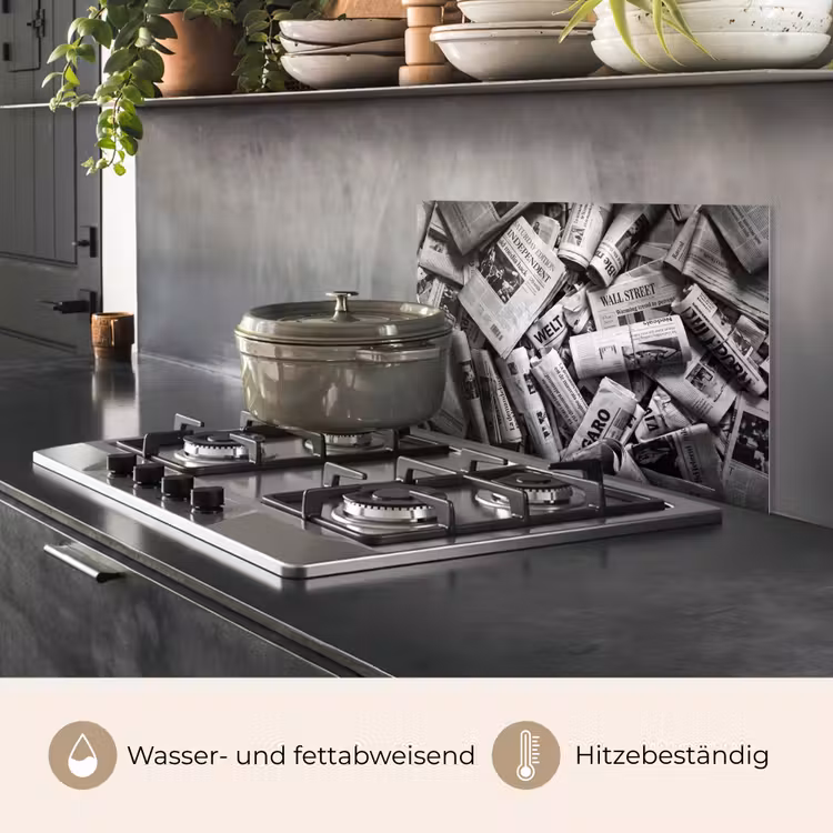 Krant - Stapel - Nieuws - Zwart-wit keuken achterwand spatscherm klein -usp_DE