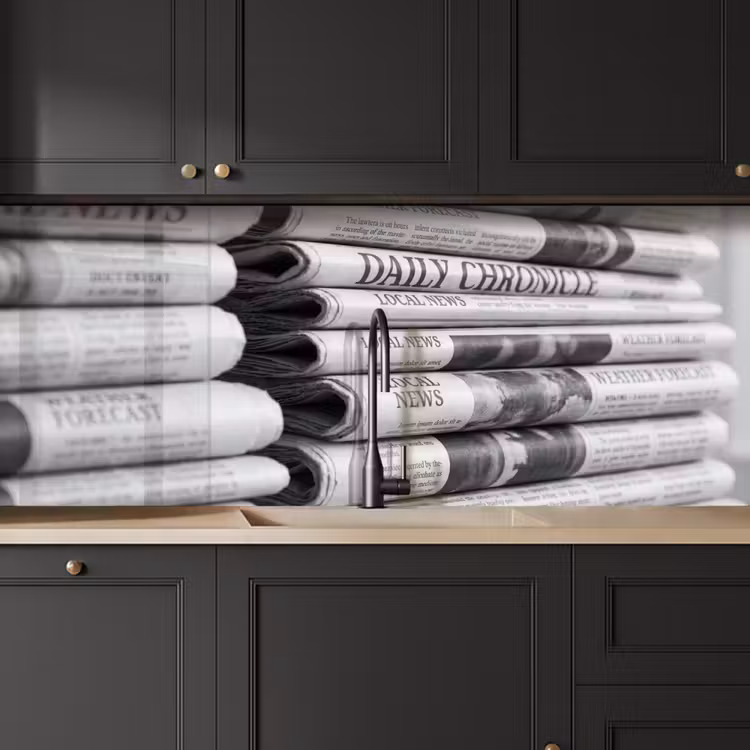 Krant - Stapel - Nieuws - Zwart-wit - Media keuken achterwand 2 middel -sfeer1