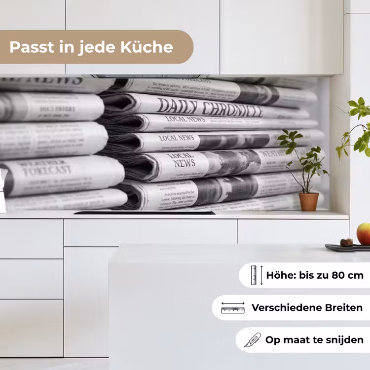 Krant - Stapel - Nieuws - Zwart-wit - Media keuken achterwand 2 middel -sfeer4_DE