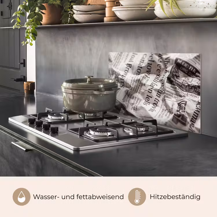 Krant - Gekreukeld - Textuur - Vintage - Zwart-wit keuken achterwand spatscherm klein -usp_DE