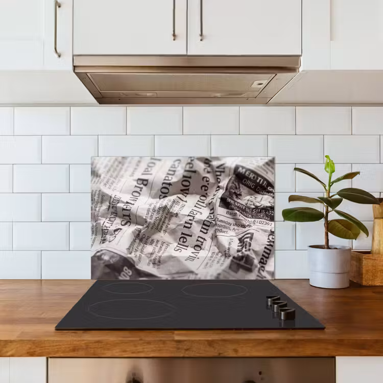 Krant - Gekreukeld - Textuur - Vintage - Zwart-wit keuken achterwand spatscherm klein -sfeer2