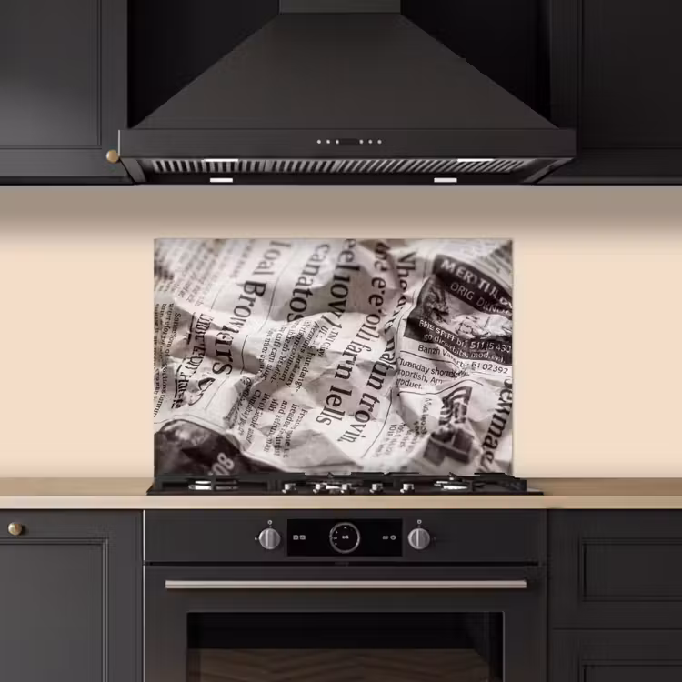 Krant - Gekreukeld - Textuur - Vintage - Zwart-wit keuken achterwand spatscherm klein -sfeer1