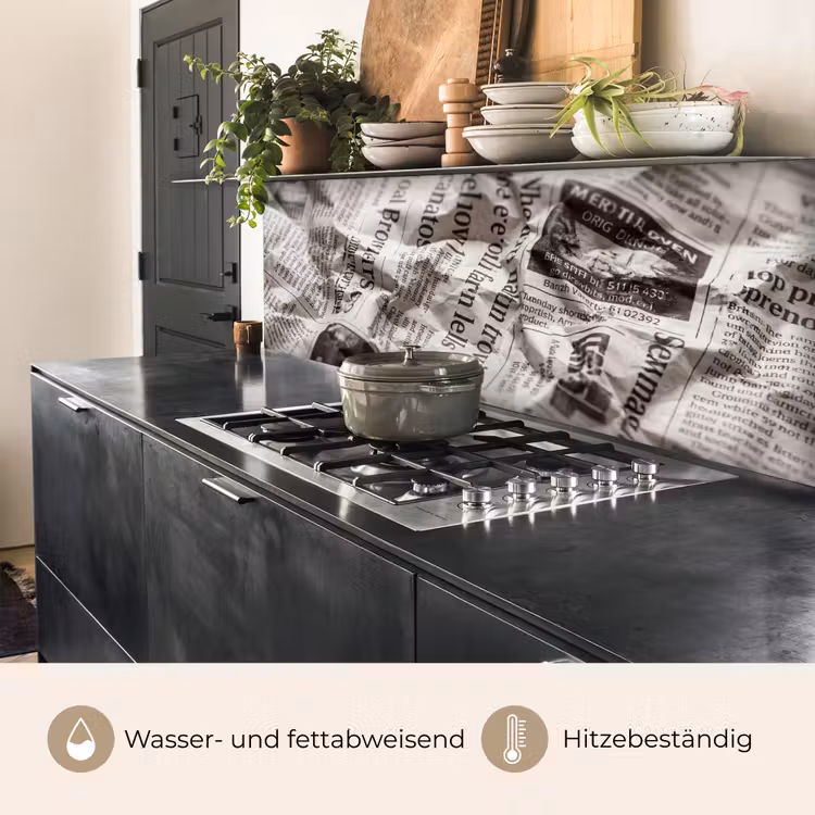 Krant - Gekreukeld - Textuur - Vintage - Zwart-wit keuken achterwand 2 middel -usp_DE