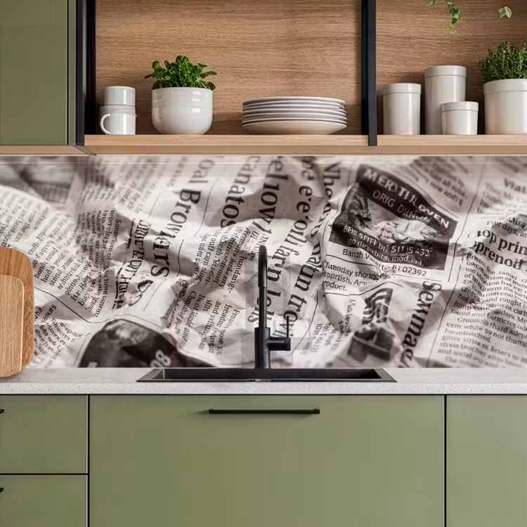 Krant - Gekreukeld - Textuur - Vintage - Zwart-wit keuken achterwand 2 middel -sfeer3