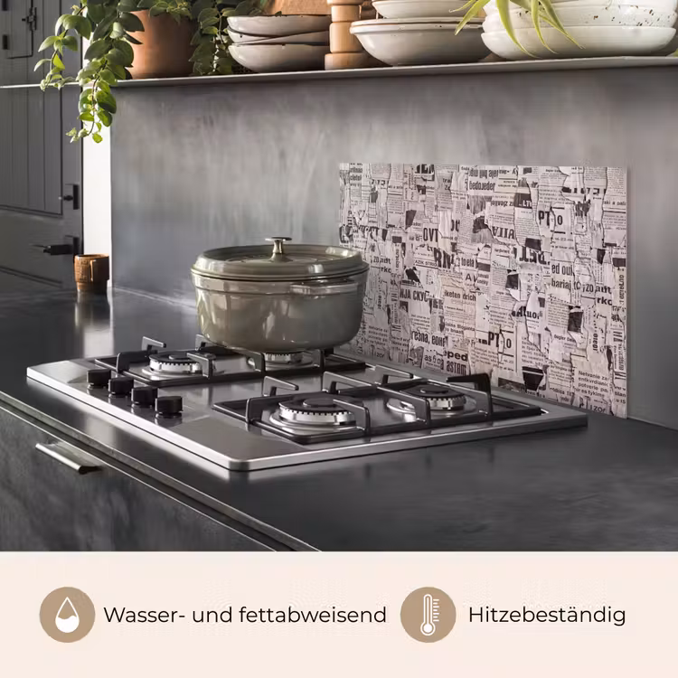 Krant - Gescheurd - Textuur - Abstract - Zwart-wit keuken achterwand spatscherm klein -usp_DE