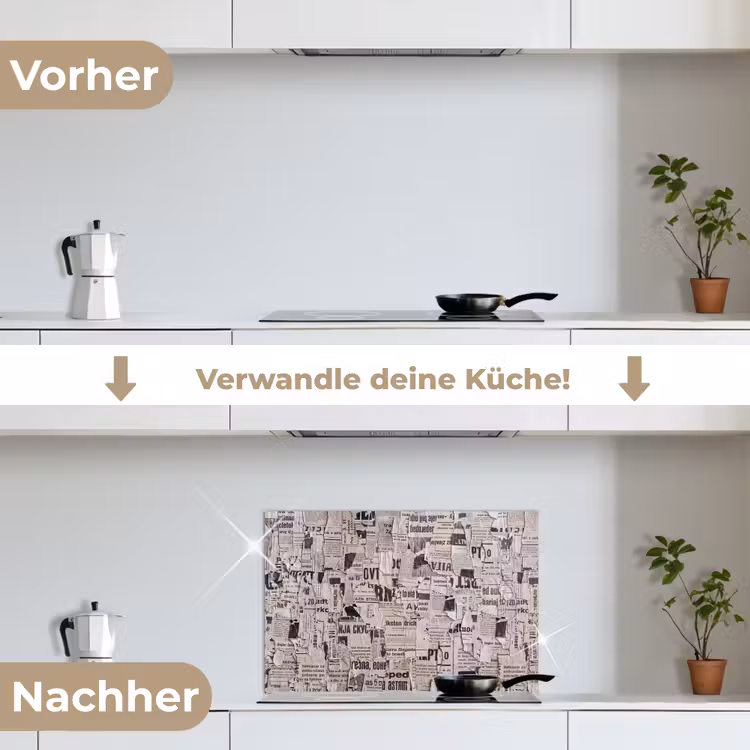 Krant - Gescheurd - Textuur - Abstract - Zwart-wit keuken achterwand spatscherm klein -voor_na_DE