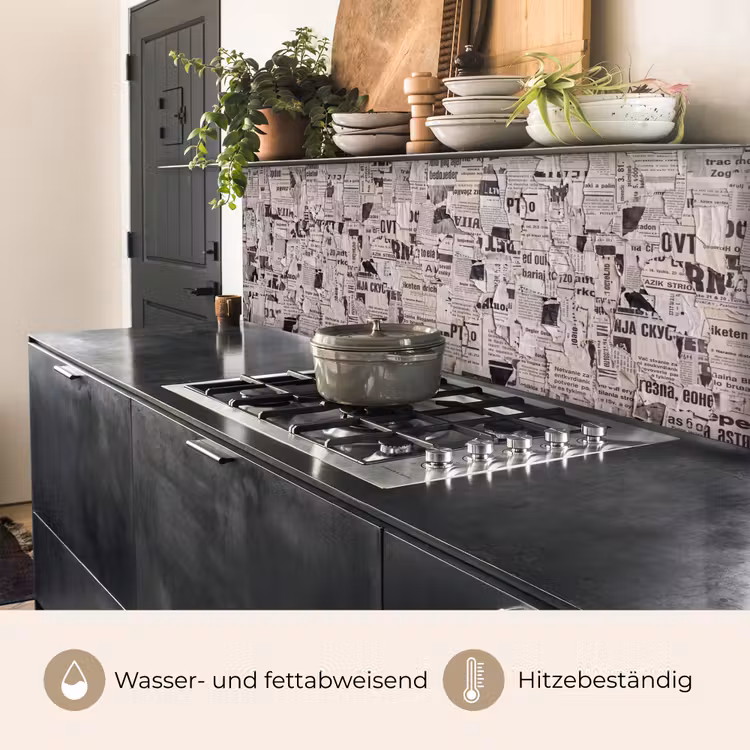 Krant - Gescheurd - Textuur - Abstract - Zwart-wit keuken achterwand 2 middel -usp_DE