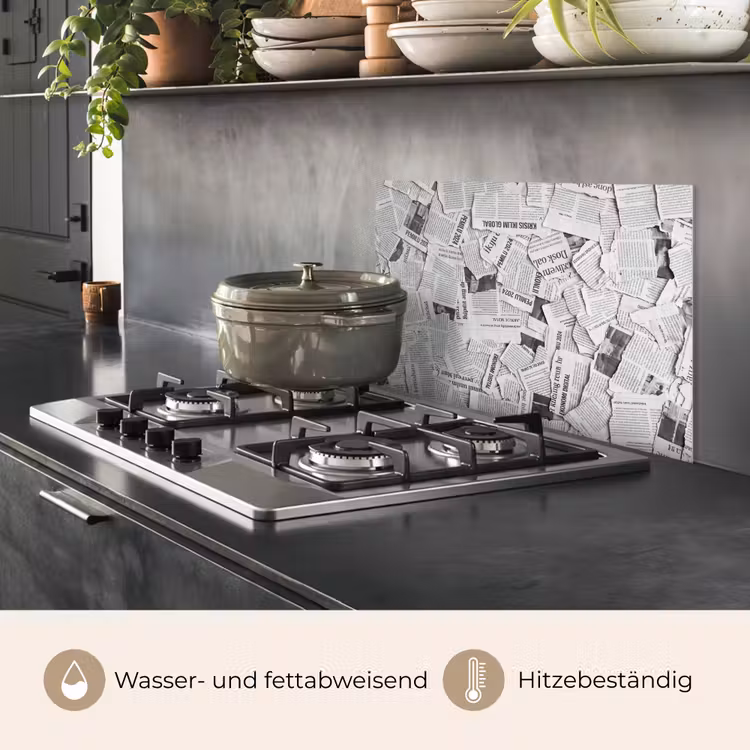 Krant - Versnipperd - Textuur - Zwart-wit - Abstract keuken achterwand spatscherm klein -usp_DE