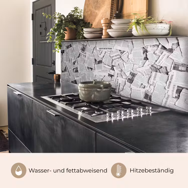 Krant - Versnipperd - Textuur - Zwart-wit - Abstract keuken achterwand 2 middel -usp_DE
