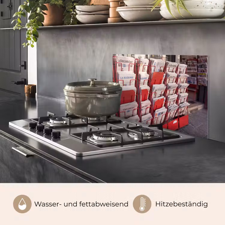 Kranten - Rek - Stedelijk - Dagelijks leven - Rood keuken achterwand spatscherm klein -usp_DE