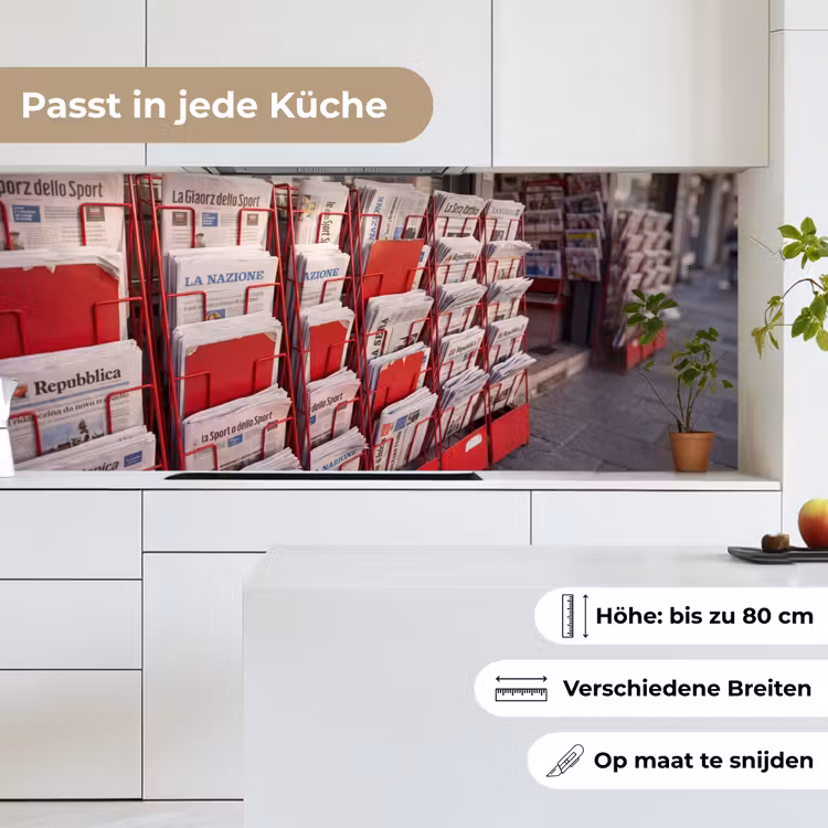 Kranten - Rek - Stedelijk - Dagelijks leven - Rood keuken achterwand 2 middel -sfeer4_DE