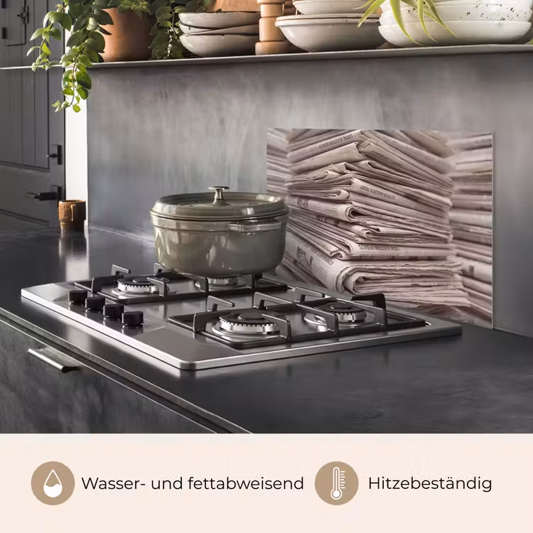 Kranten - Stapel - Nieuws - Vintage - Beige keuken achterwand spatscherm klein -usp_DE