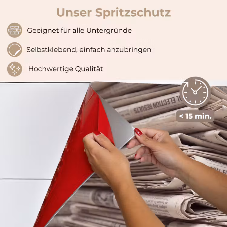 Kranten - Stapel - Nieuws - Vintage - Beige keuken achterwand spatscherm klein -spatscherm_DE