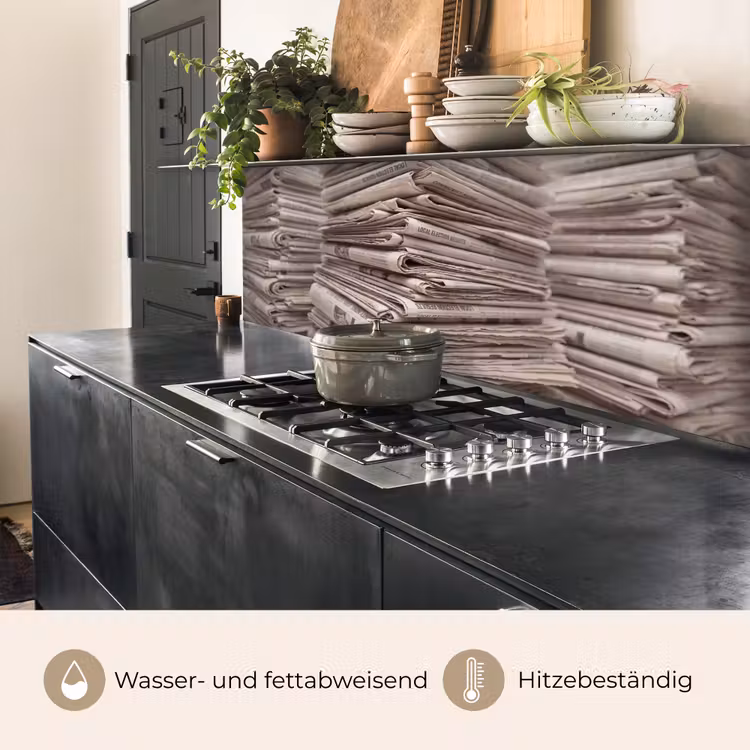 Kranten - Stapel - Nieuws - Vintage - Beige keuken achterwand 2 middel -usp_DE