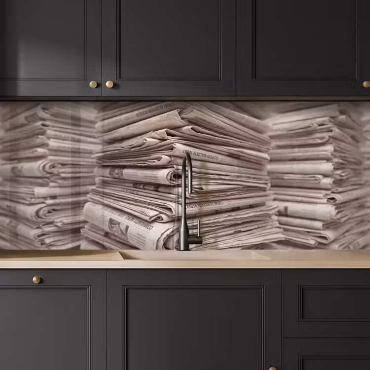 Kranten - Stapel - Nieuws - Vintage - Beige keuken achterwand 2 middel -sfeer1
