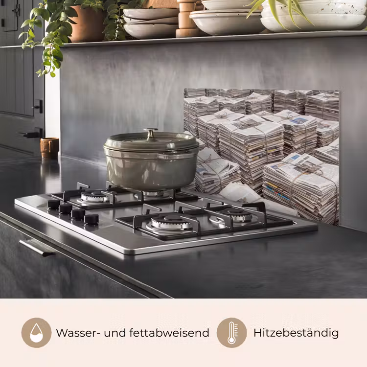 Kranten - Stapels - Touw - Informatie - Vintage keuken achterwand spatscherm klein -usp_DE