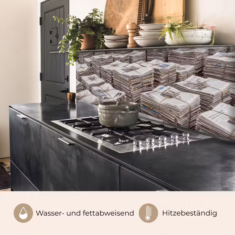 Kranten - Stapels - Touw - Informatie - Vintage keuken achterwand 2 middel -usp_DE