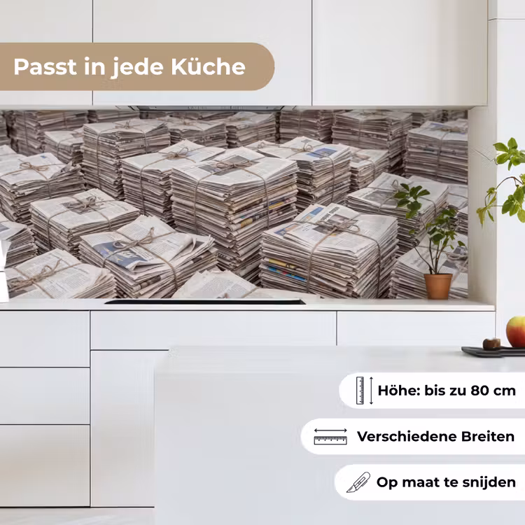 Kranten - Stapels - Touw - Informatie - Vintage keuken achterwand 2 middel -sfeer4_DE