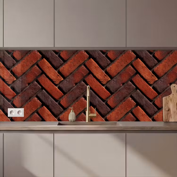 Bakstenen - Visgraat - Structuur - Roodbruin keuken achterwand 2 middel 871 zz_3dshopping