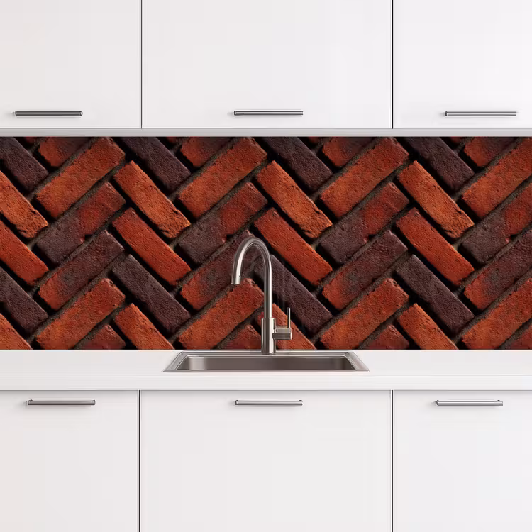 Bakstenen - Visgraat - Structuur - Roodbruin keuken achterwand 2 middel 871 -3d