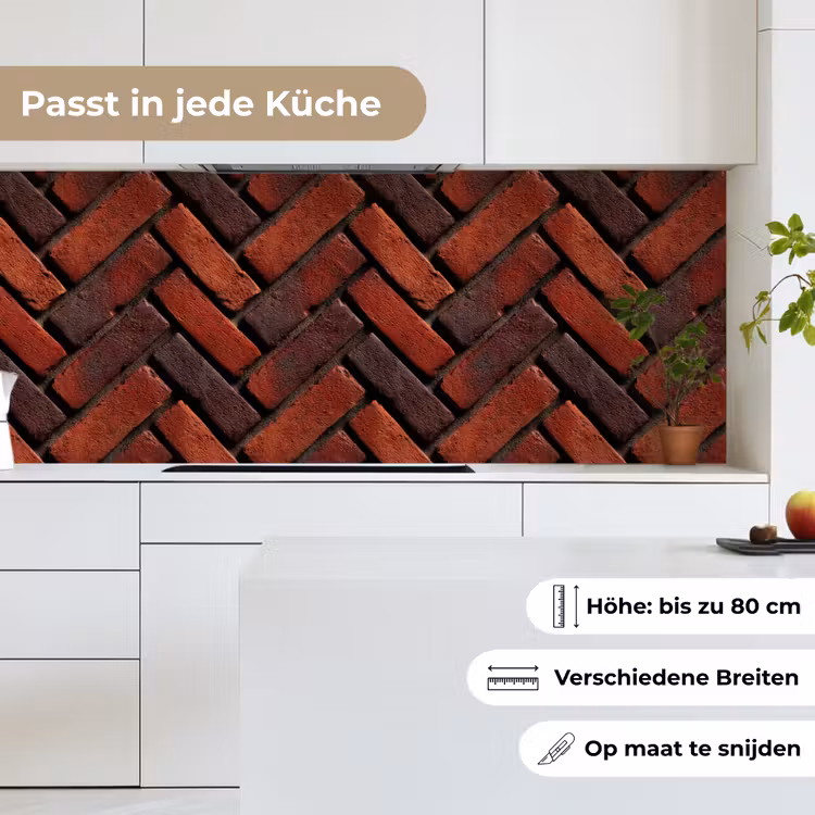 Bakstenen - Visgraat - Structuur - Roodbruin keuken achterwand 2 middel 871 -sfeer4_DE