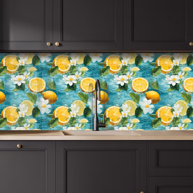 Citroen - Bloemen - Bruisend - Water keuken achterwand 2 middel 871 -sfeer1