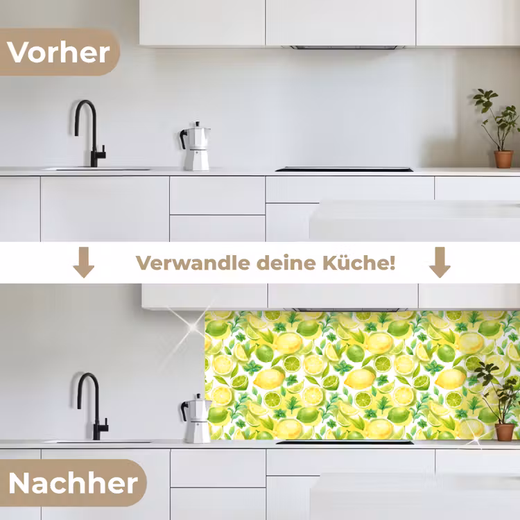 Citroen - Geel - Limoen - Groen keuken achterwand 2 middel 871 -voor-na_DE