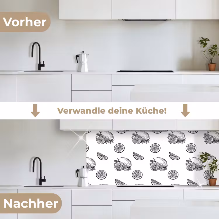 Citroenen - Zwart - Wit - Patroon keuken achterwand 2 middel -voor-na_DE