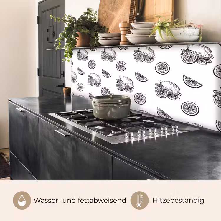 Citroenen - Zwart - Wit - Patroon keuken achterwand 2 middel -usp_DE
