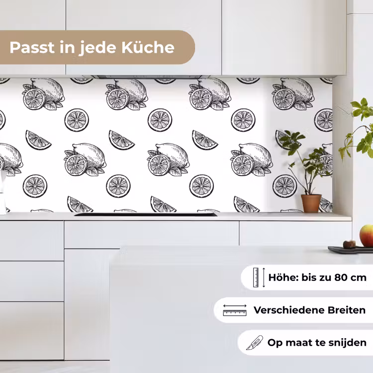 Citroenen - Zwart - Wit - Patroon keuken achterwand 2 middel -sfeer4_DE
