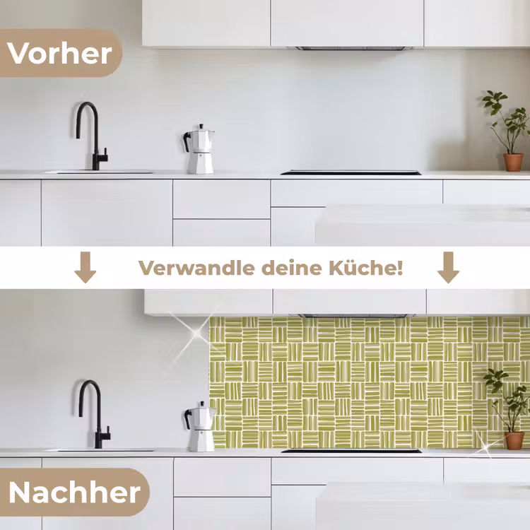 Vlecht - Patroon - Groen keuken achterwand 2 middel 871 -voor-na_DE