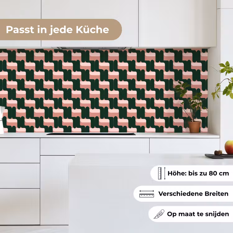 Vlechtpatroon - Groen - Roze - Geometrisch keuken achterwand 2 middel 871 -sfeer4_DE