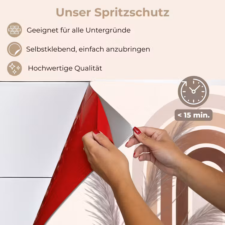 Abstract - Bogen - Plant - Boho - Beige keuken achterwand spatscherm klein -spatscherm_DE