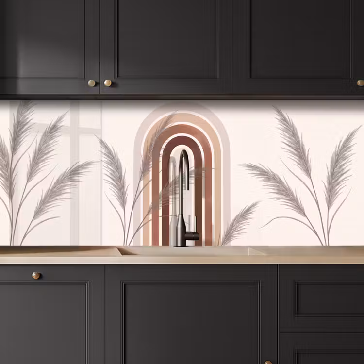 Abstract - Bogen - Plant - Boho - Beige keuken achterwand 2 middel -sfeer1