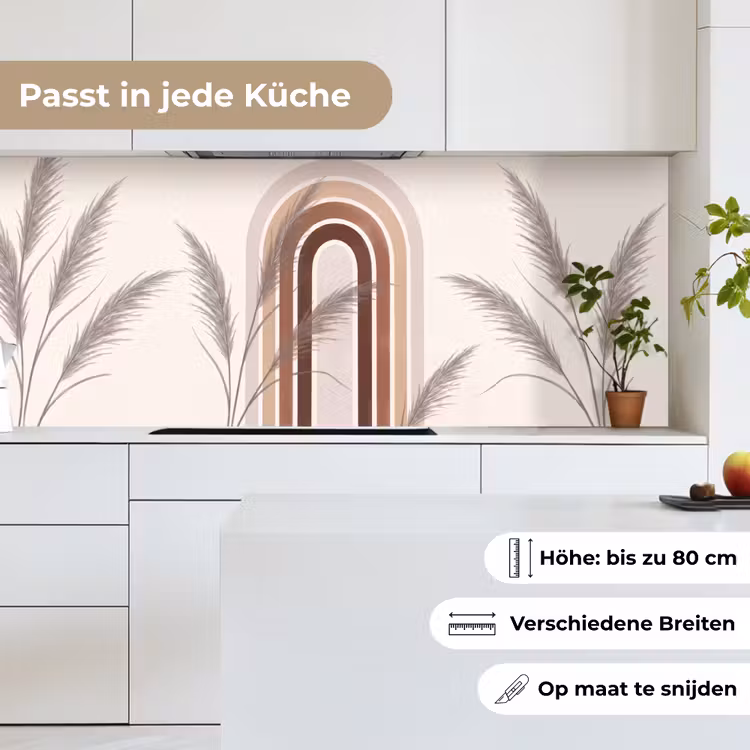Abstract - Bogen - Plant - Boho - Beige keuken achterwand 2 middel -sfeer4_DE