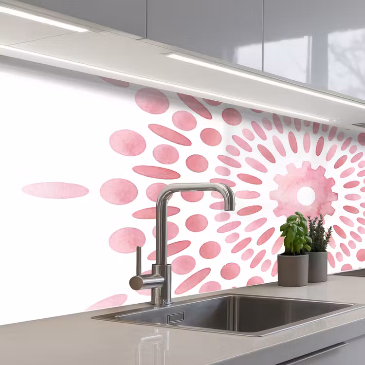 Abstract - Vormen - Patroon - Aquarel - Roze keuken achterwand 2 middel -3d_schuin