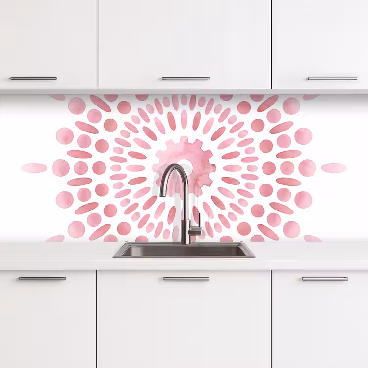 Abstract - Vormen - Patroon - Aquarel - Roze keuken achterwand 2 middel -3d