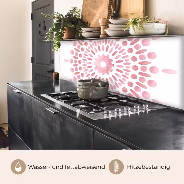 Abstract - Vormen - Patroon - Aquarel - Roze keuken achterwand 2 middel -usp_DE