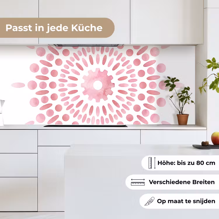 Abstract - Vormen - Patroon - Aquarel - Roze keuken achterwand 2 middel -sfeer4_DE