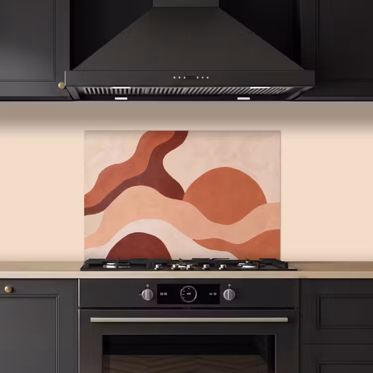 Abstract - Vormen - Organisch - Aardetinten - Modern keuken achterwand spatscherm klein -sfeer1
